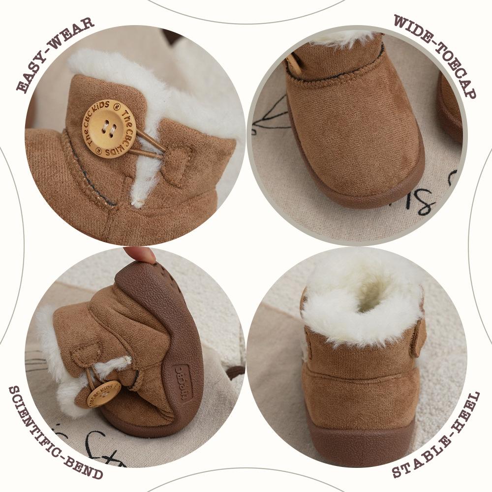 XSHX "Log Button" Children's Snow Boots Boys and Girls Winter Thickened Soft Bottom One Pedal 249002