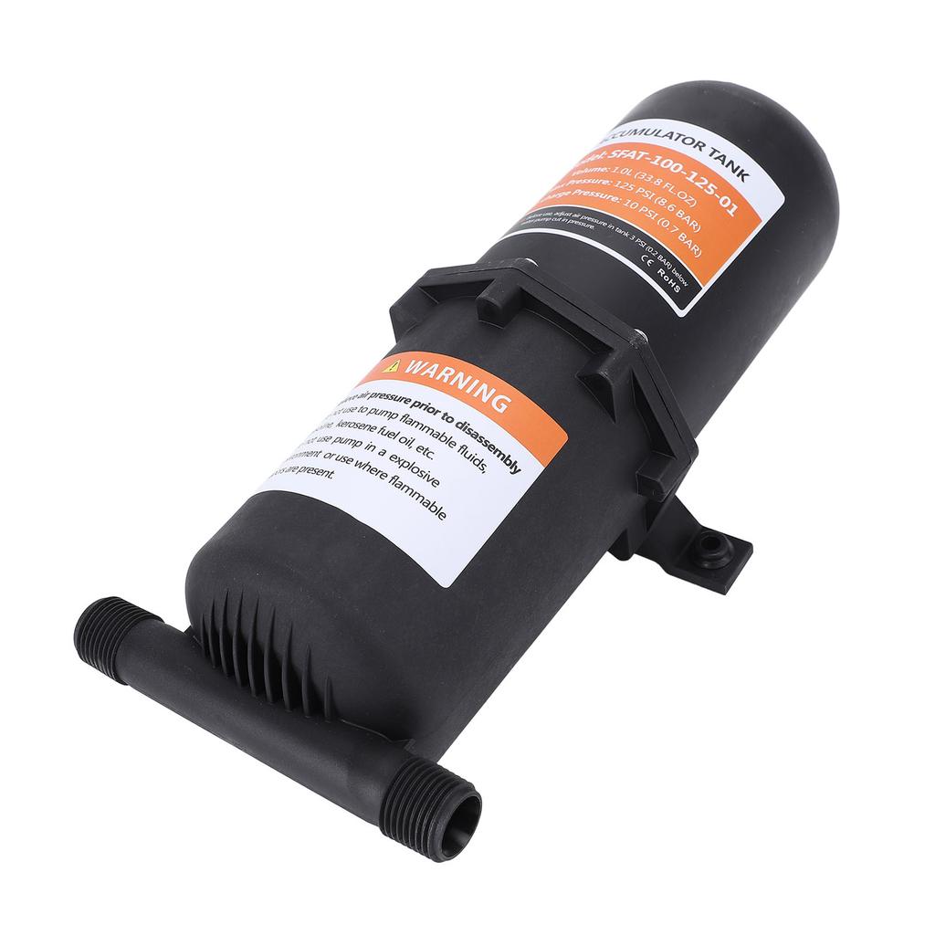Vordruck-Akkumulatortank 1L 125PSI 12in MNPT RV Akkumulatortank mit 2 Klemmen PTFE-Band