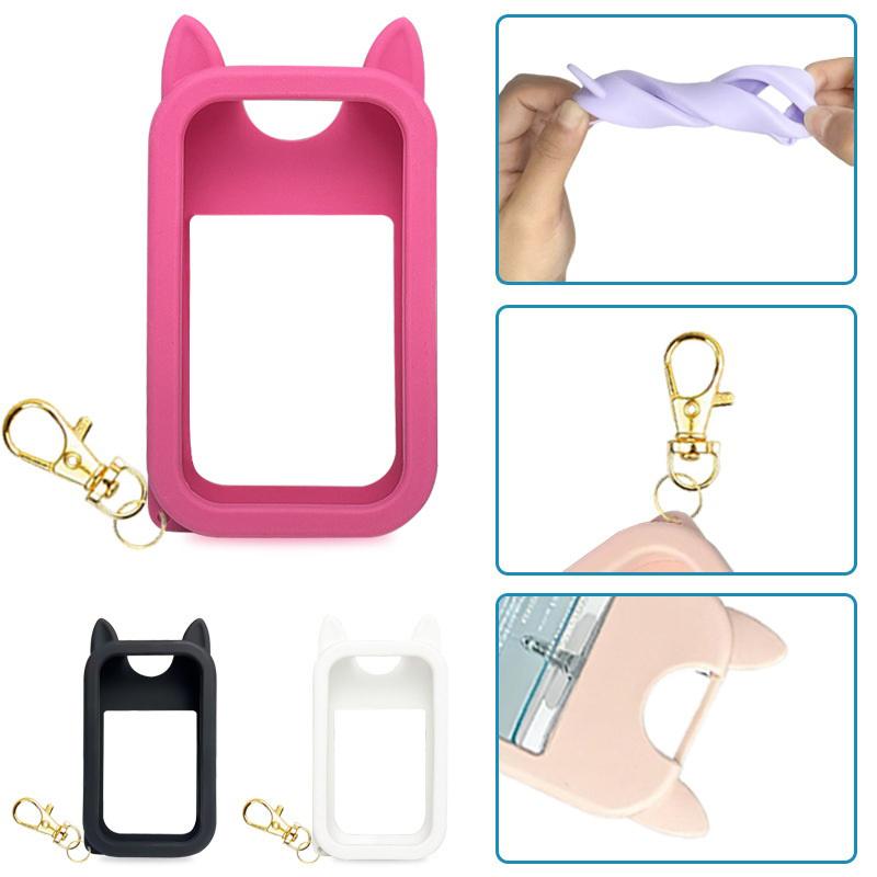 45Ml Silicone Hand Sanitizer Spray Protective Case Portable Keychain With Cute Colorful Ears, Portable And Stylish