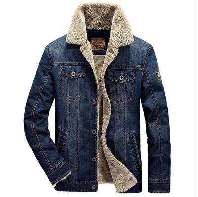 Winter Thick Fleece Lined Denim Jackets Fashion Mens Warm  Outerwear