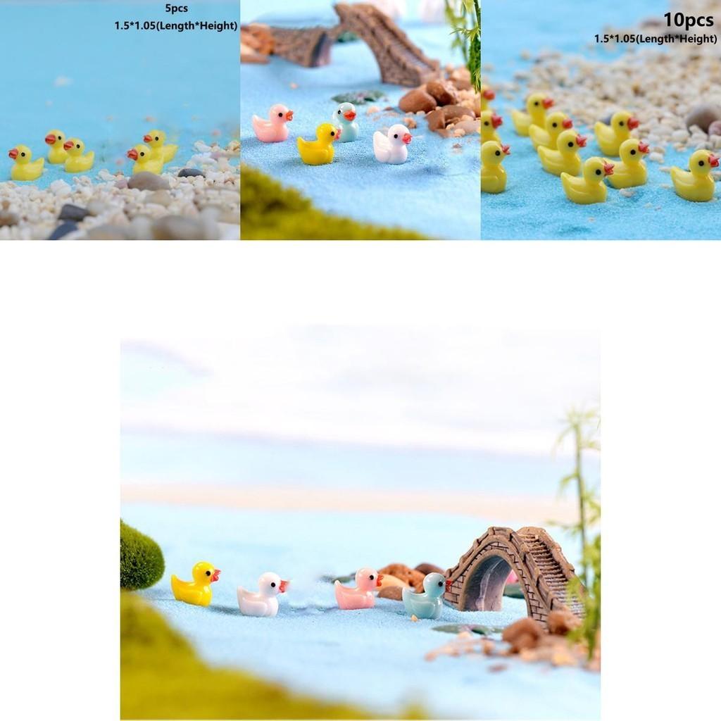 Adorable 5 Colors Mini Colorful Duck Resin Ornaments For Charming Micro Landscapes
