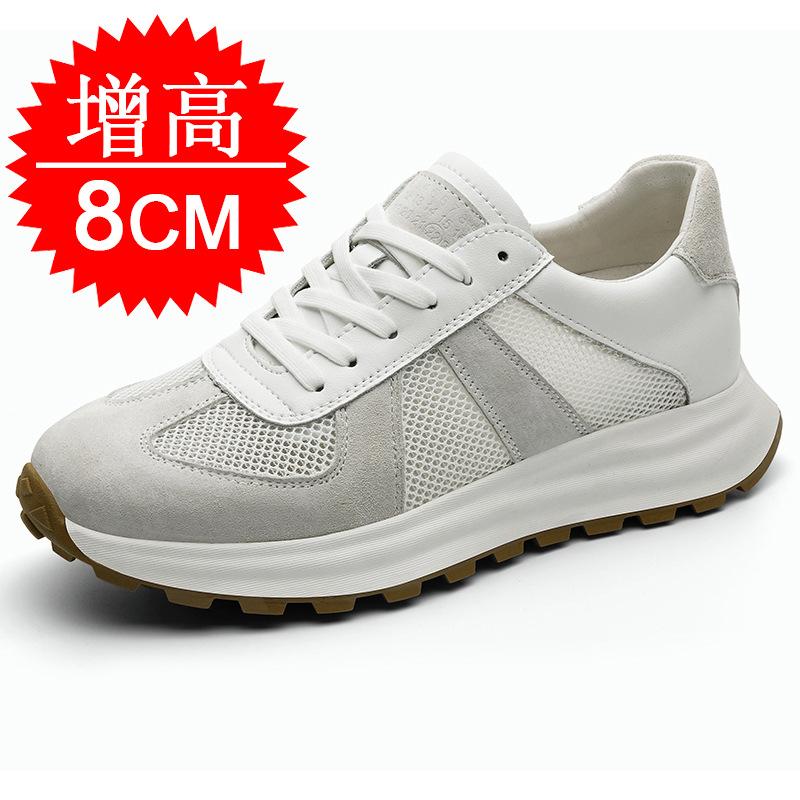Men Invisible Height-increasing Shoes with 6cm Platform Breathable White Hidden Heel Sneakers Sport Casual 8cm Elevator Shoes