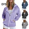 Autumn Spring Women Coat Hooded Drawstring Long Sleeves Pockets Zip-up Elastic Cuff Hem Loose Sport Hoodie Casual Daily Wear Jacket