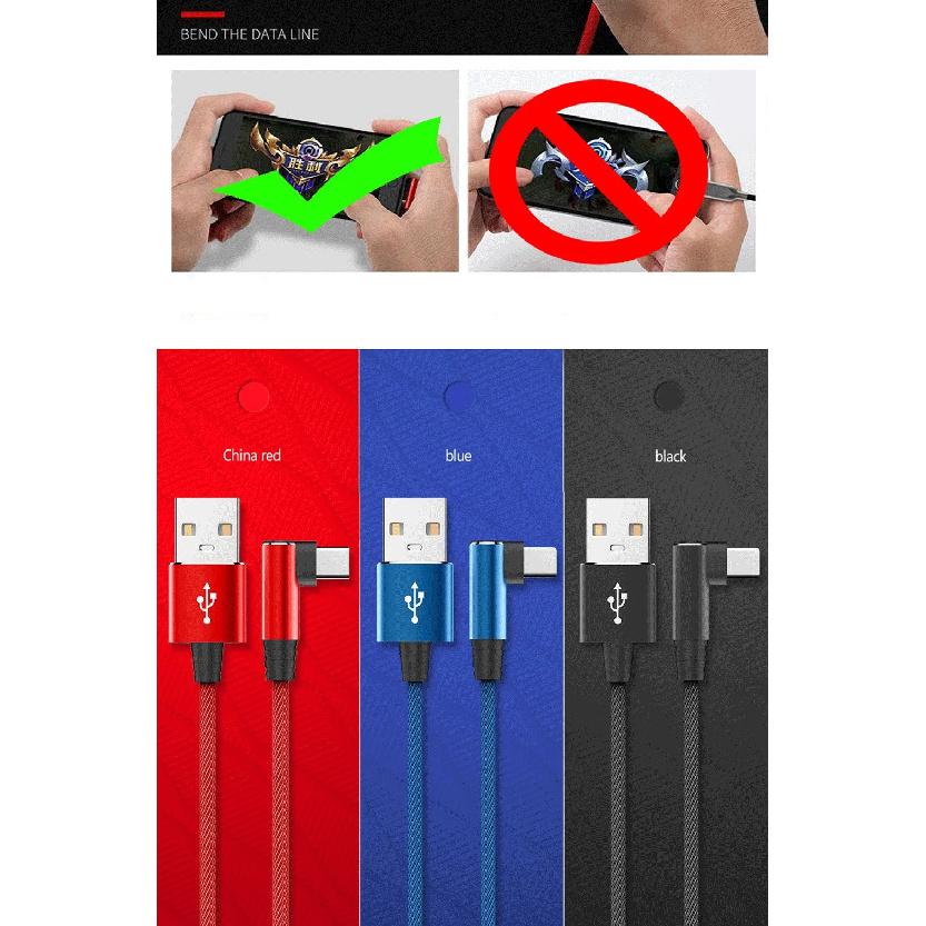 USB To Type C Fast Charge Cable 90 Degree Elbow 40W 5A Phone Quick Charging Cord High Speed Data Transfer Wire 0.25m/1m/1.5m/2m