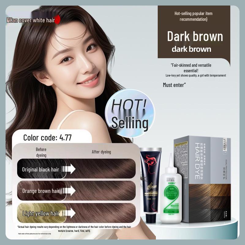 Kevis Black Tea Hair Dye Cream - Home Use for Covering White Hair, Suitable for Both Women and Men 120ml×2