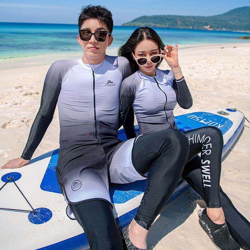Matching Men's & Women's Sun Protection Split Long Sleeve Wetsuit - Snorkeling & Surfing Suit
