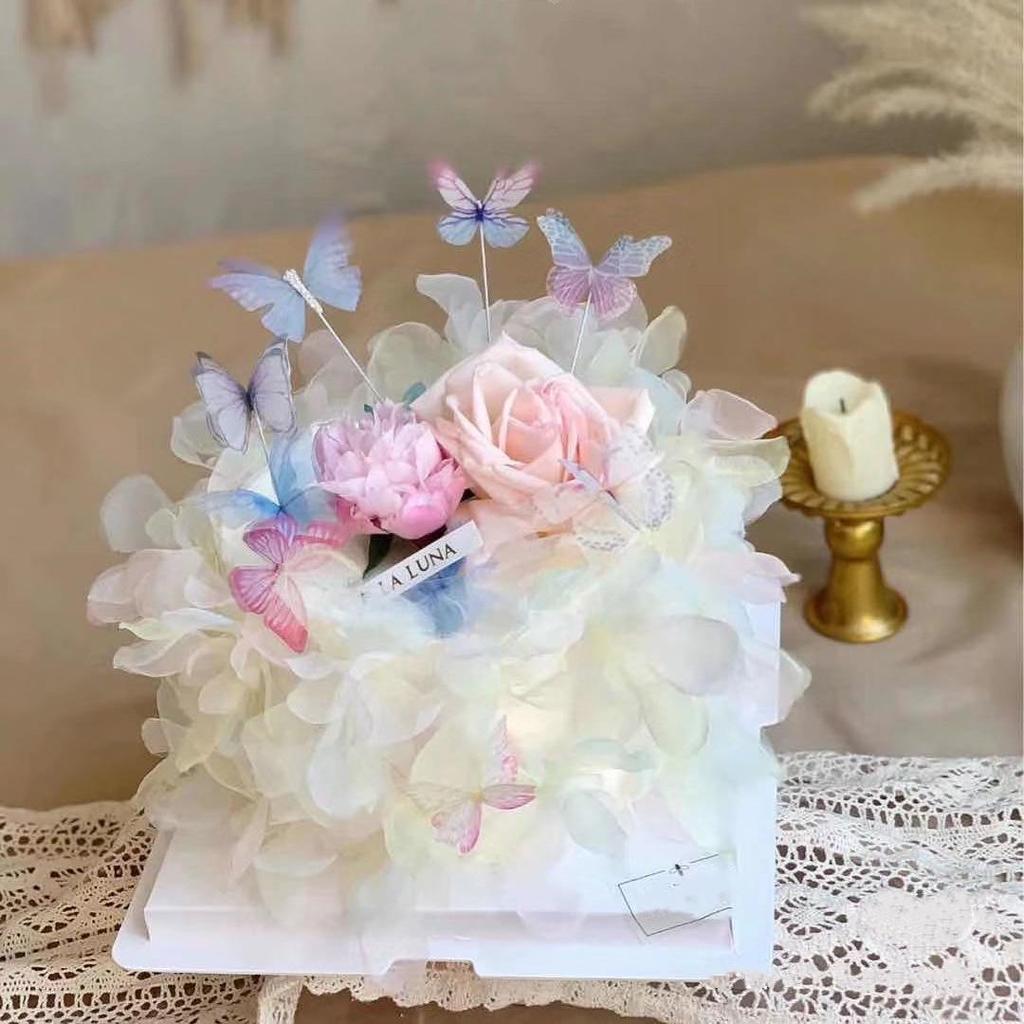 Valentine's Day Qixi Cake Topper: Lace Yarn Flower Border Ribbon Decoration Insert