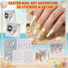 Nail Stickers Featuring Seven-spotted Ladybugs, Bees, Three-dimensional Relief Of Beaches And Sea Shells, And Nail Stickers Of Sea Snails.