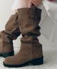 JILLSTUART ACC [Nouvel] Nouvel Sand Beige Cow Suede Long Boots (38Cm)