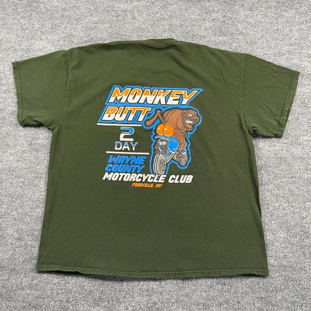 Vintage Y2K Monkey-Butt Motorcycle Club Shirt XL 25x28 Wayne County