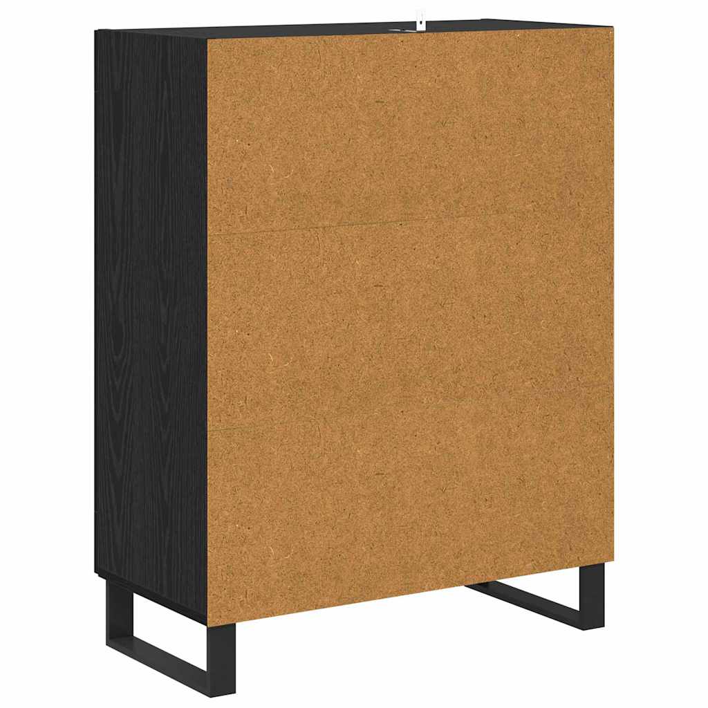 Sideboard in Black Oak Look 69.5 x 34 x 90 cm Engineered Wood
