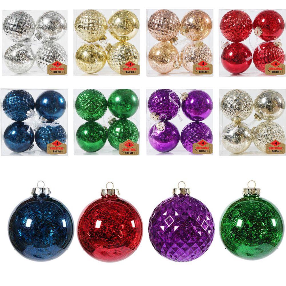Stylish Ball Ornaments for Christmas Tree Decor 4PCS 10cm for Party