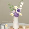 Crochet Bouquet Vase, a Flower Gift for Mothers and Ladies on Mother's Day. Pink Rose Artificial Flower Vase, Suitable for Birth