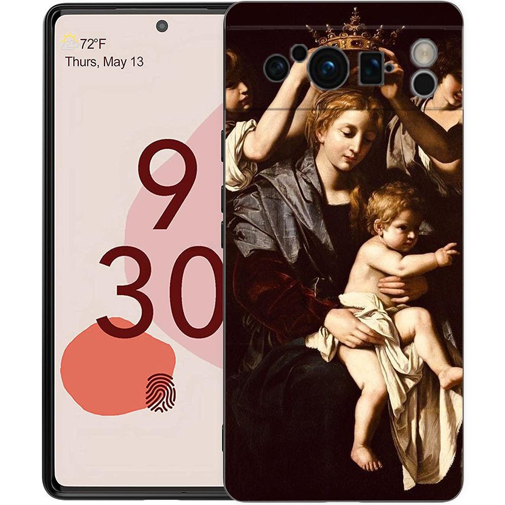 

Phone Case For Google Pixel 6 7 8 9 Pro XL 8A 7A 6A Black Cover Soft Shell Renaissance Art Painting Pixel 9 Pro XL