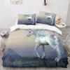 Unicorn Duvet Cover Set Twin Size White Unicorn Bedding Set Girls Kids 3D Purple Gifts for Children Teens Polyester Bedding Set