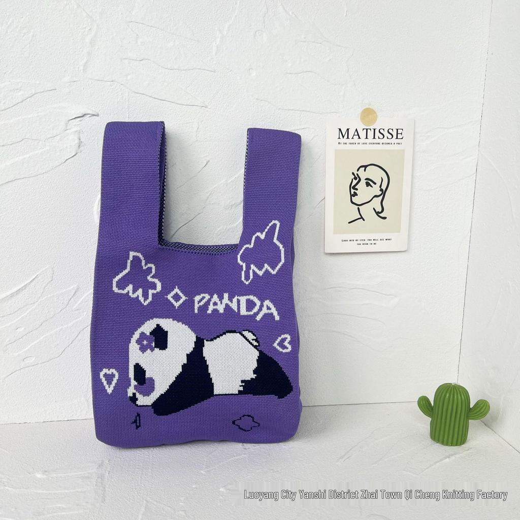 Panda Knit Women's Cross-Border Wrist Tote Handbag