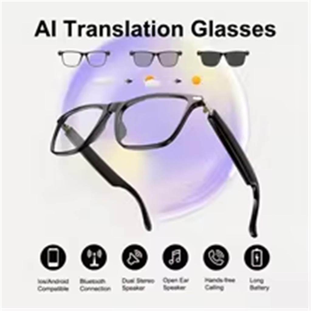 AI Translation Smart Glasses with Photochromic Lenses, Support 160 Languages Real-time Translation