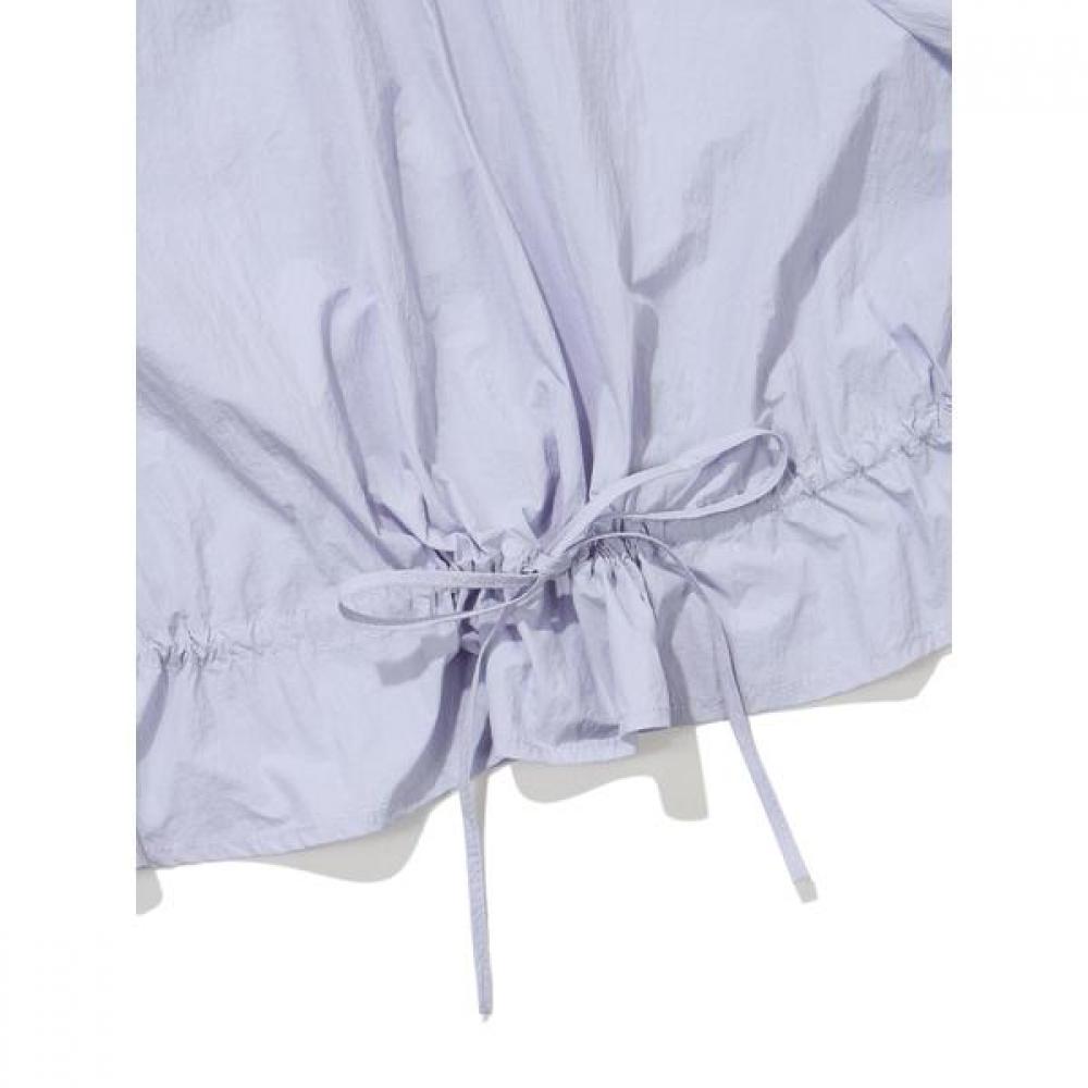 Women S Shirring Ribbon Woven Short Sleeve  Lilac 