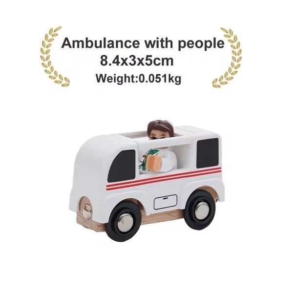 Wooden Magnetic Train Car Locomotive Ambulance Fire Truck Wood Railway Accessories fit for Brand Wooden Tracks Toy For Kids