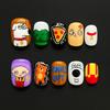 30Pcs Cute Cartoon Short Bean Shaped Press On Nails Autumn Winter Niche Design Fake Nails Gift For Girls And Friends