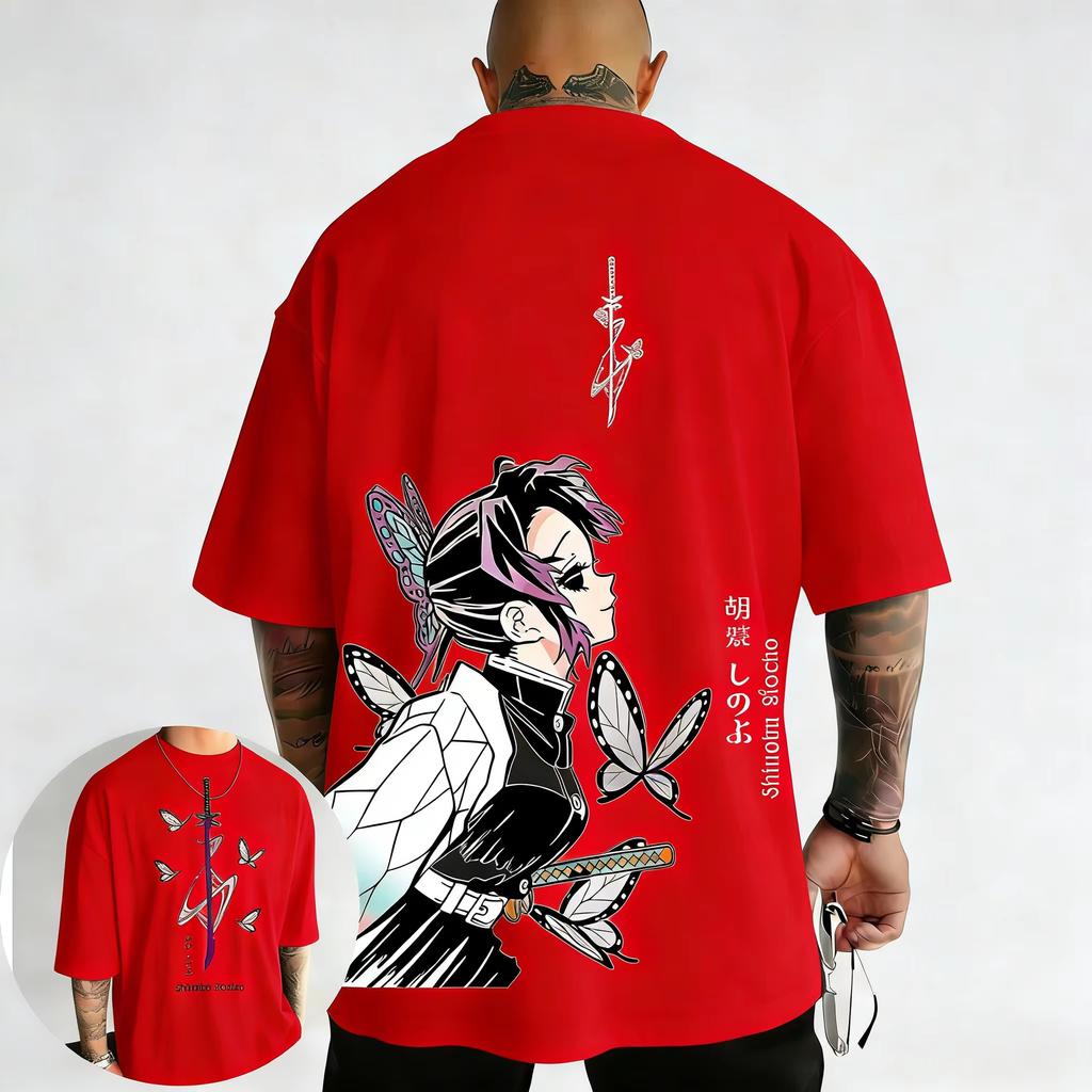 Summer Unisex Demon Slayer Ninja Anime Print T-Shirt, Stylish Y2K Top for Spring & Summer T-Shirt