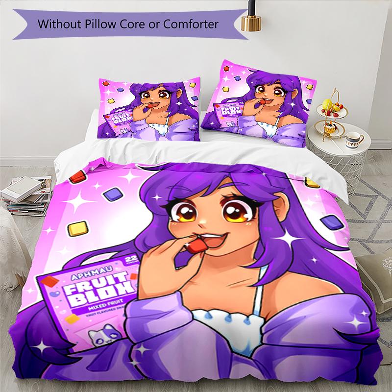Set Copriletto Anime A-AphmauS 3 Pezzi - Biancheria da Letto Stampata HD con 1 Copripiumino e 2 Federe - Perfetto per la Decorazione della Casa e del Dormitorio