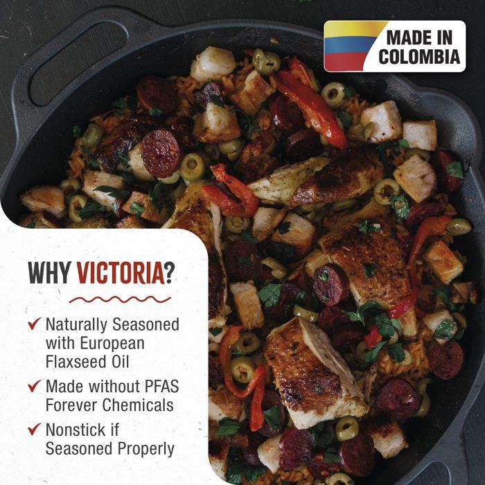 Poêle à Paella en Fonte Naturelle Induction 33cm, pour le Feu, Barbecue, Four Victoria 37574 Noir 37574