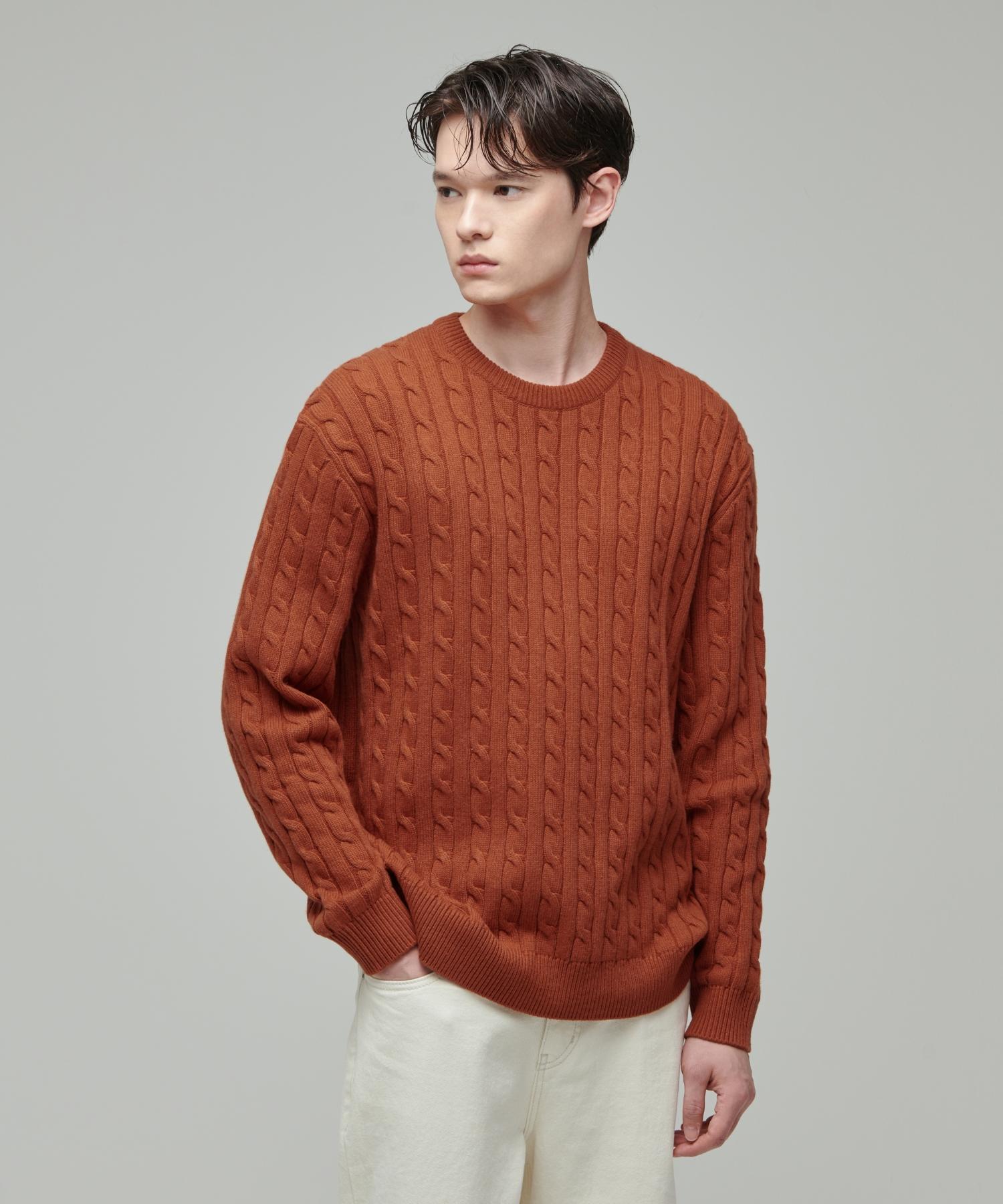 Musinsa Standard Cable Crew Neck Knit [Tangerine] Tangerine/Xl