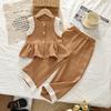 Koreanische Version Kinderkleidung Mädchen Blau Imitation Denim Anzug Sommer Ärmelloses Oberteil + Weite Hose Zweiteiliges Set