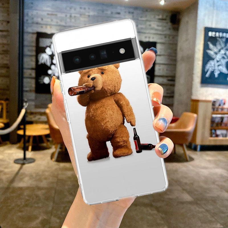 

Funny Tedy Bear Phone Case Cover for Google Pixel 8 7 6 5 4 4XL Shockproof Silicone 7A 6A 5A 4A 3A 3AXL Pro 5G Transparent Shell Pixel 4A 5G