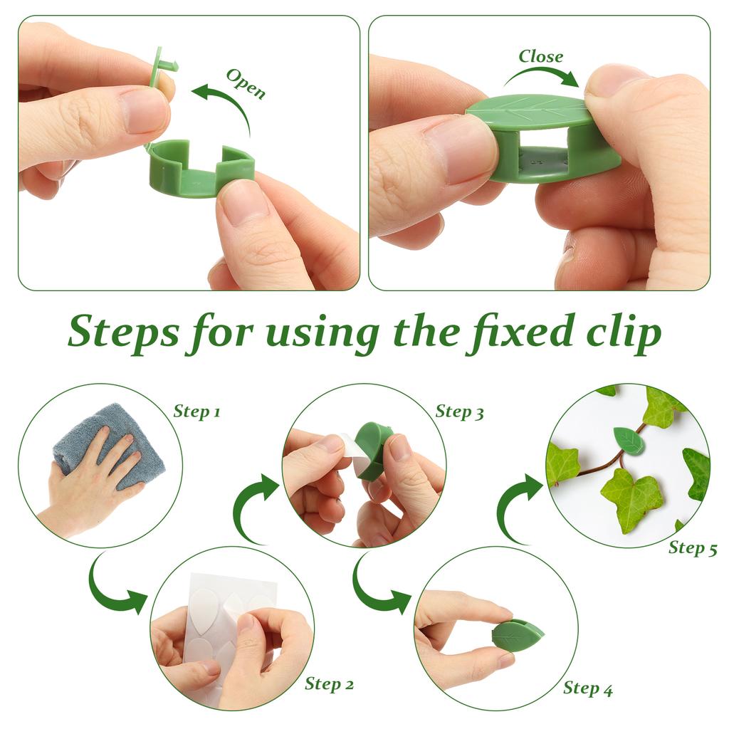 200Pcs Invisible Plant Climbing Wall Fixture Clips Rattan Vine Bracket Self-adhesive Plant Fixing Hook Buckle Leaf Holder Garden