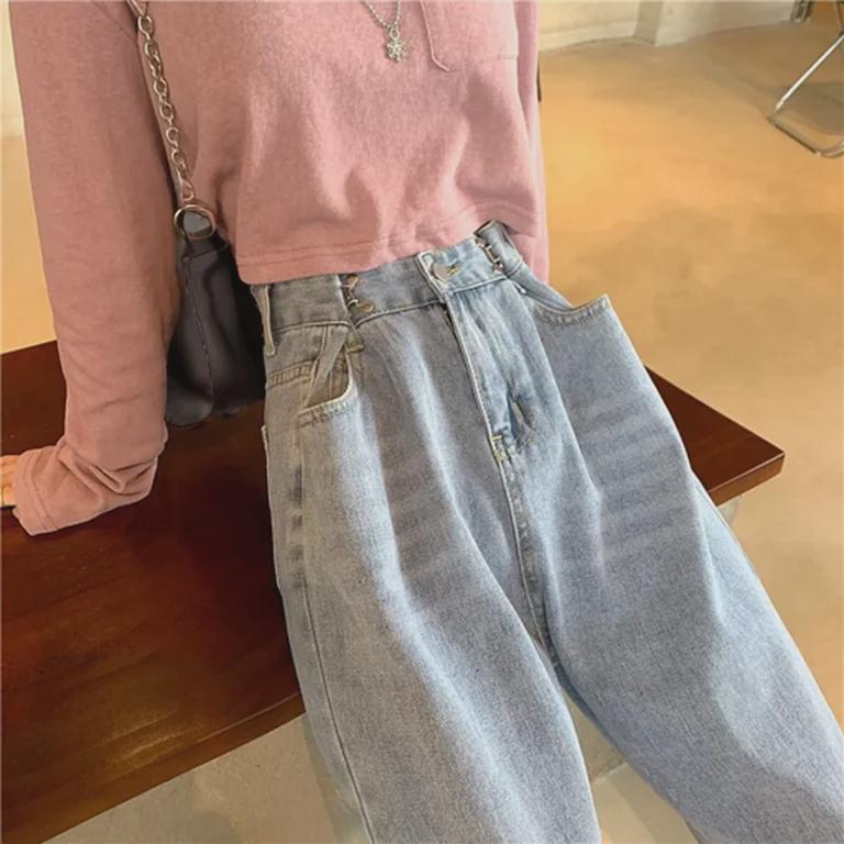 Women's White High Waist Slim Straight Wide Leg Jeans - Trendy Loose-Fit Mopping Trousers