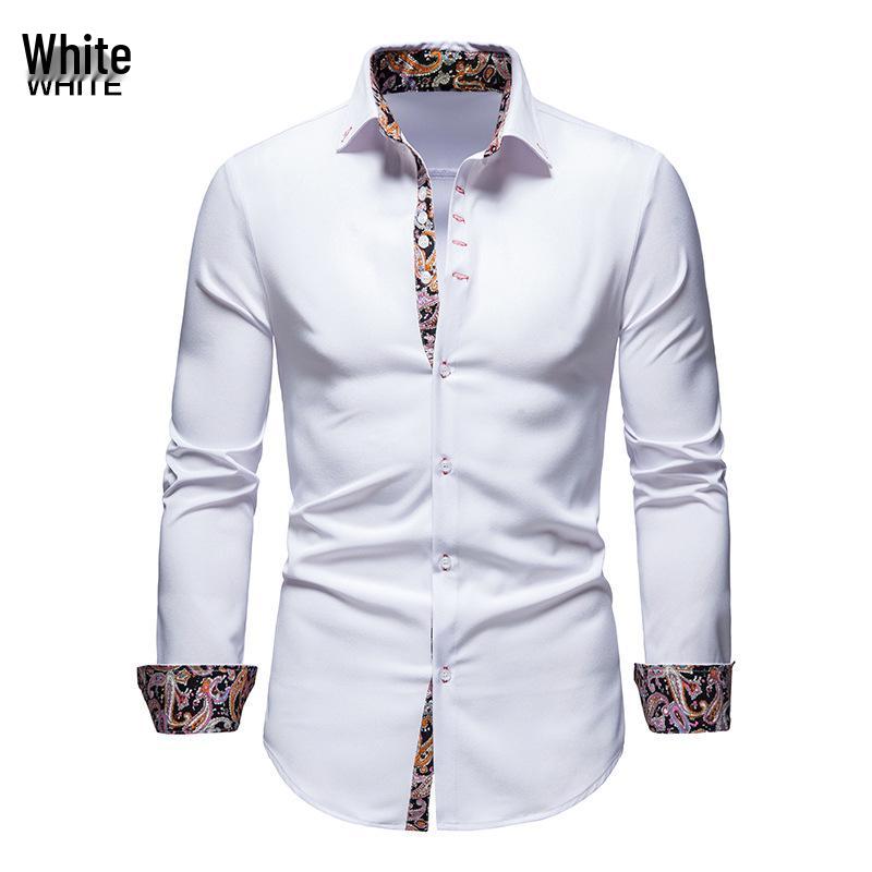2022 Herren Europäischer & Amerikanischer Stil Slim Fit Langarm Colorblock Hemd