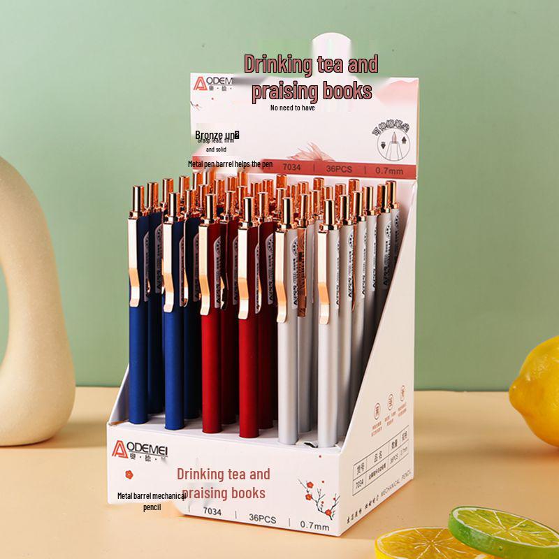 Metal Barrel Automatic Pencils, 36-Pack, with Copper Clip, Push-Button, 0.5mm & 0.7mm for Students
