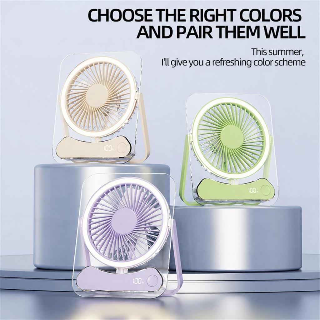 F10 Silent Mini Fan: 5-in-1 Mini Desktop Fan Portable Silent Fan 5-Speed Settings Rechargeable Air Circulator—Ideal for Kitchens Bedrooms Office