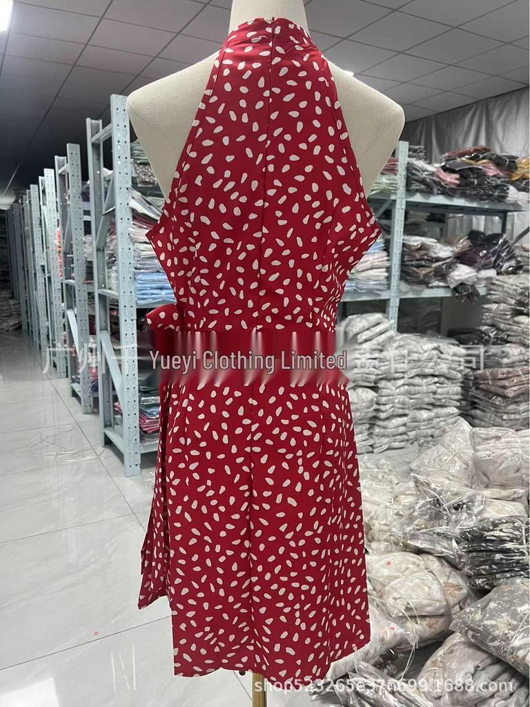 2025 Summer Floral Ruffle Halter Dress for Women - Sleeveless with Zipper