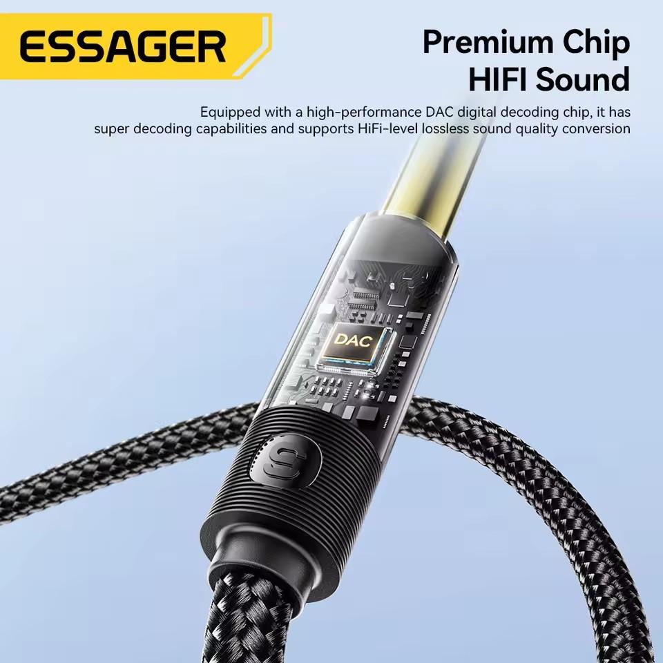 Essager 3.5mm To 6.5mm Audio Jack Cable For Computer Laptop Headsets Sound Card Cellphone DVD Amplifier Male To Male Audio Cable