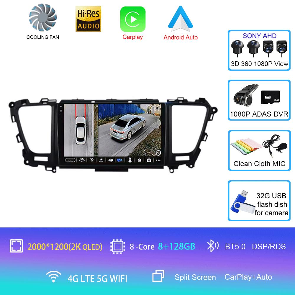 For Kia Carnival YP Sedona 2014 2015 2016 2017 2018 2020 2 Din Multimedia Android 14 Car Radio 4G Wifi GPS DVD BT Carplay