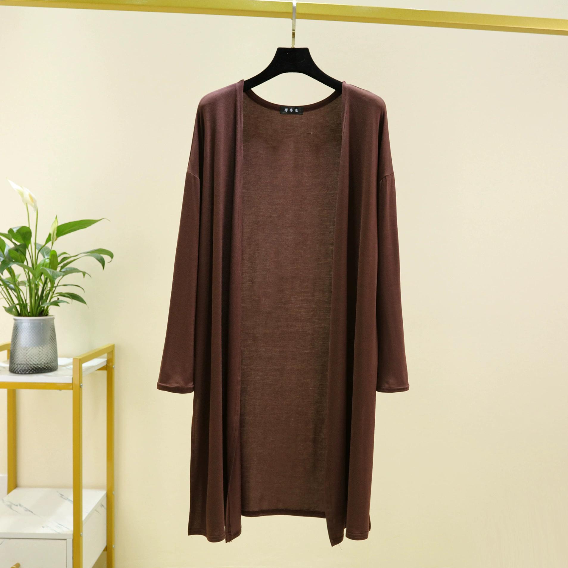 Nsom Lente Zomer Dunne Cardigan voor Dames Lange Mouwen Shirt Zonbescherming Kleding Grote Maten Losse Airconditioning Cover-up L bruin