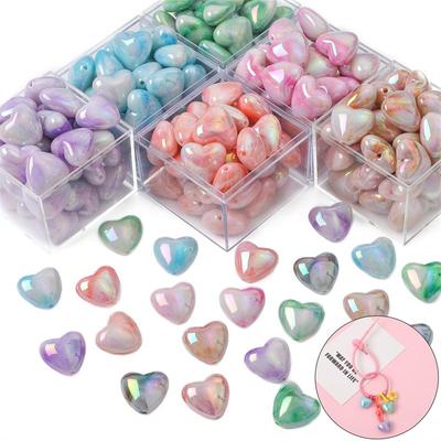 4/10Pcs Acrylic Beads UV Dual Color Halo Dyed Peach Heart Beads for DIY Necklace Bracelet Earring Jewelry Making
