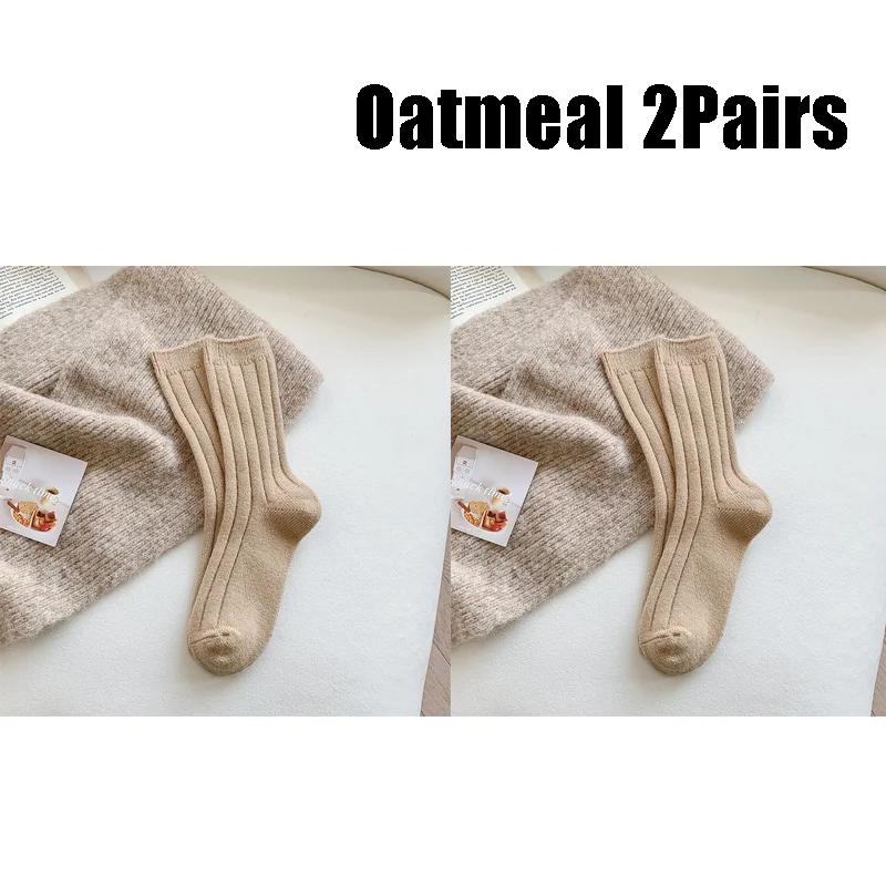 Novas meias de inverno femininas, meias de lã de caxemira, grossas, quentes, meias femininas, meias japonesas, moda harajuku, cor sólida, meias térmicas longas