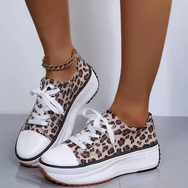 Women 'S Casual Shoes  Spring Fashion Solid Color Lace -Up Canvas Shoes Ladies Large Size Non -Slip Light Thick Sole Sneakers
