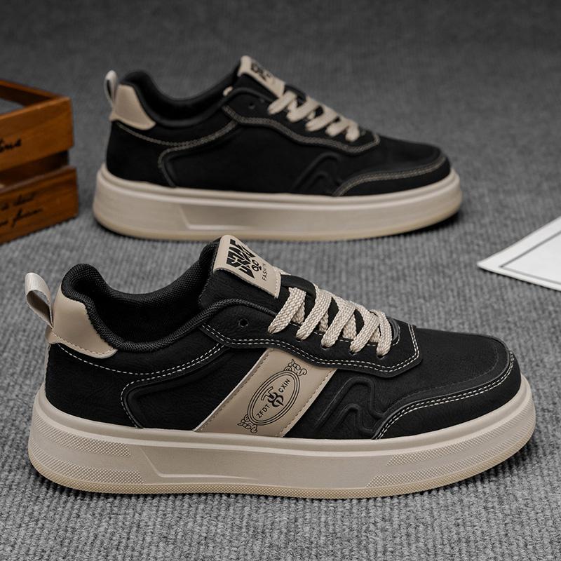 

Autumn Sports Shoes Casual Shoes Lace Up Round Toe Board Shoes Soft Soled Soft Surface Anti Slip Versatile Work Shoe 44 чорний