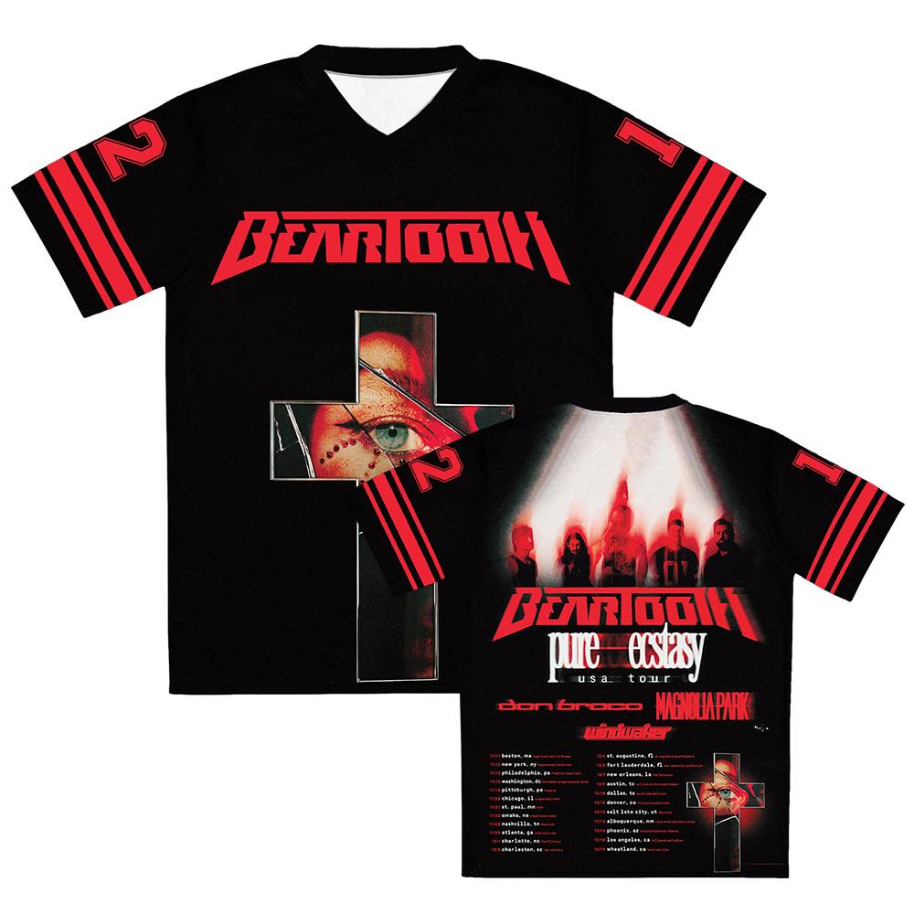 Beartooth Pure World Tour 2026 Jersey Short Sleeve Loose Male Tees Summer V-neck Unisex Streetwear Hip Hop Graphic Tees XXS