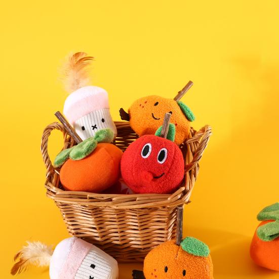 Interactive Cat Toys with Catnip Teeth Cleaning Cute Fruit Shape Bite Resistant Relieve Boredom Soft Plush Cat Toys