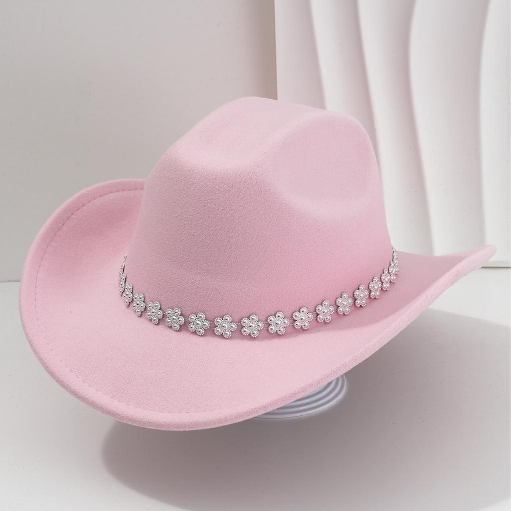 New cowboy hat premium top hat western jazz hat rhinestone flower decoration party hat hat