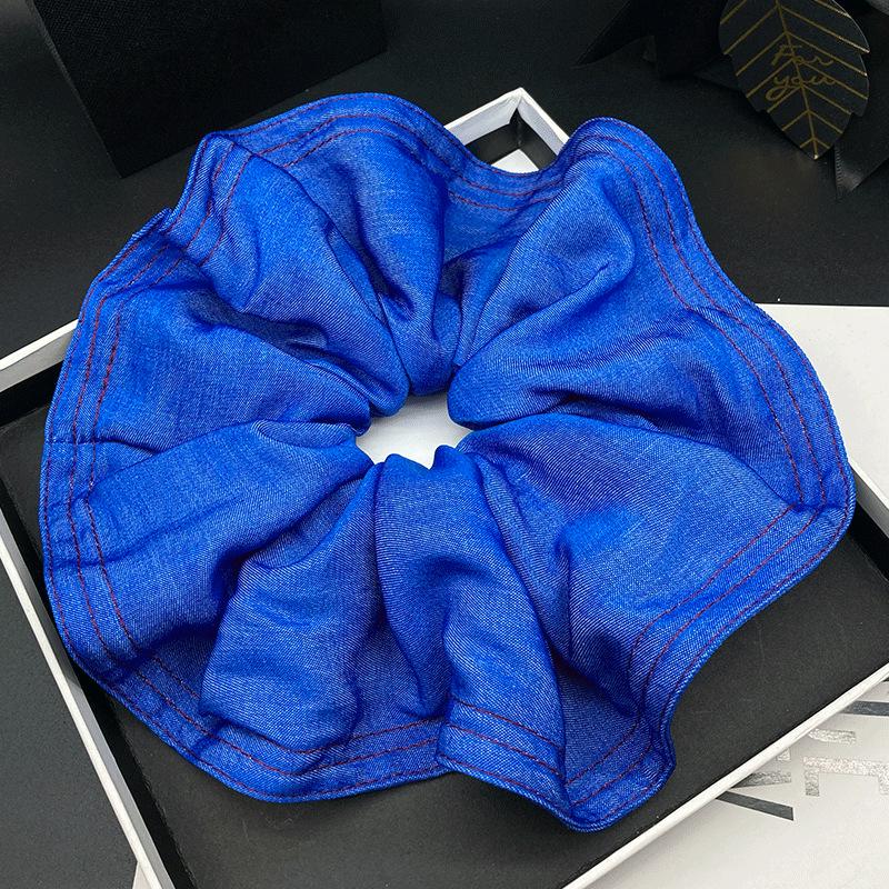 Retro Soft Denim Hair Tie for Women - High-End Bun & Ponytail Accessory