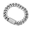 Hip Hop Bling CZ Jewelry A-Z 26 Alphabets Initial Letters Cuban Link Chain Stainless Steel Bracelet With Iced Buckle