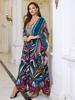 2025 European & American Cotton Print Beach Dress: Women's Loose Long Robe Cover-up with Sun Protection