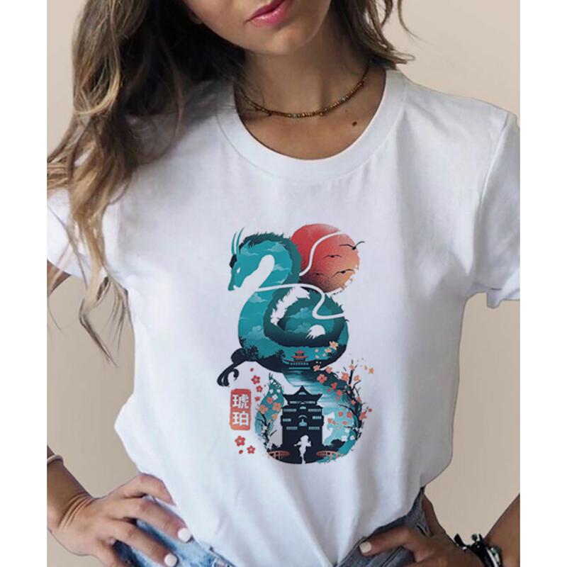 Totoro Studio Ghibli Harajuku 90er Jahre T-Shirt Damen Rundhals T-Shirt Kawaii Lustiges Cartoon T-Shirt